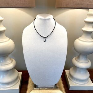 Lia Sophia ANEW Silver Tone Pendant with Black Cord Necklace